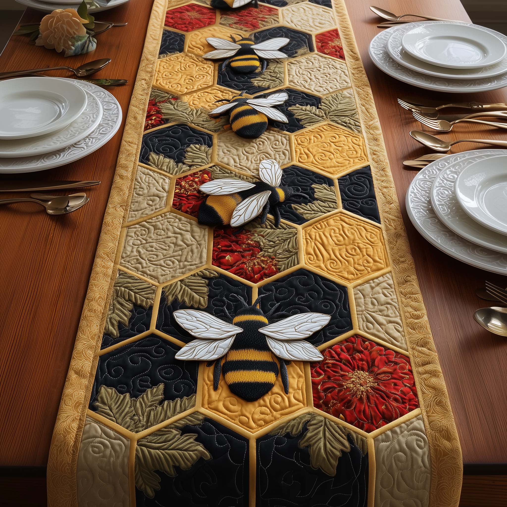 Honey Bee Quilted Table Runner, Easter Table Runner, Spring Table Runner, Mother's Day Gifts