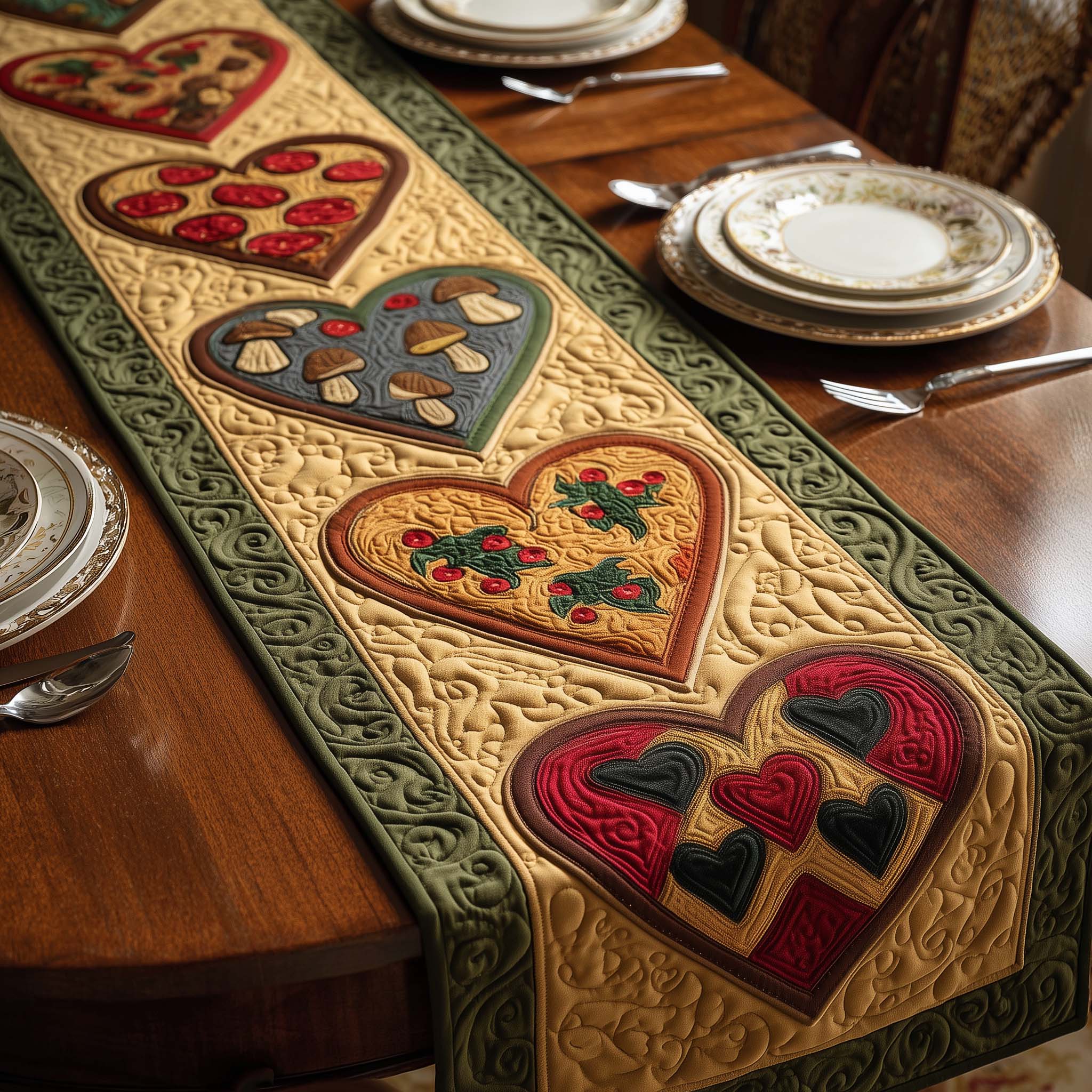 Pizza Love Quilted Table Runner, Easter Table Runner, Spring Table Runner, Mother's Day Gifts