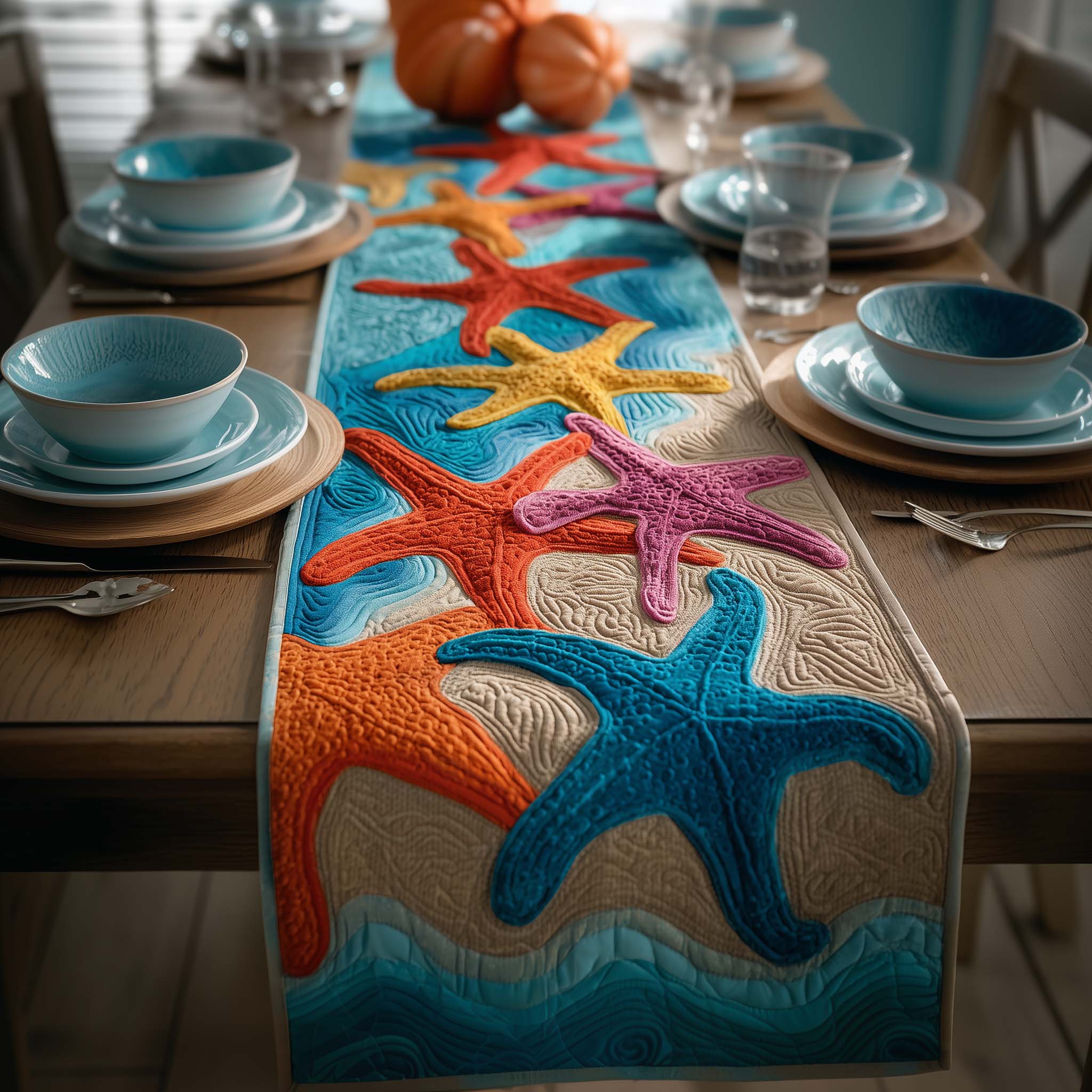 Ocean Party Quilted Table Runner, Easter Table Runner, Spring Table Runner, Mother's Day Gifts
