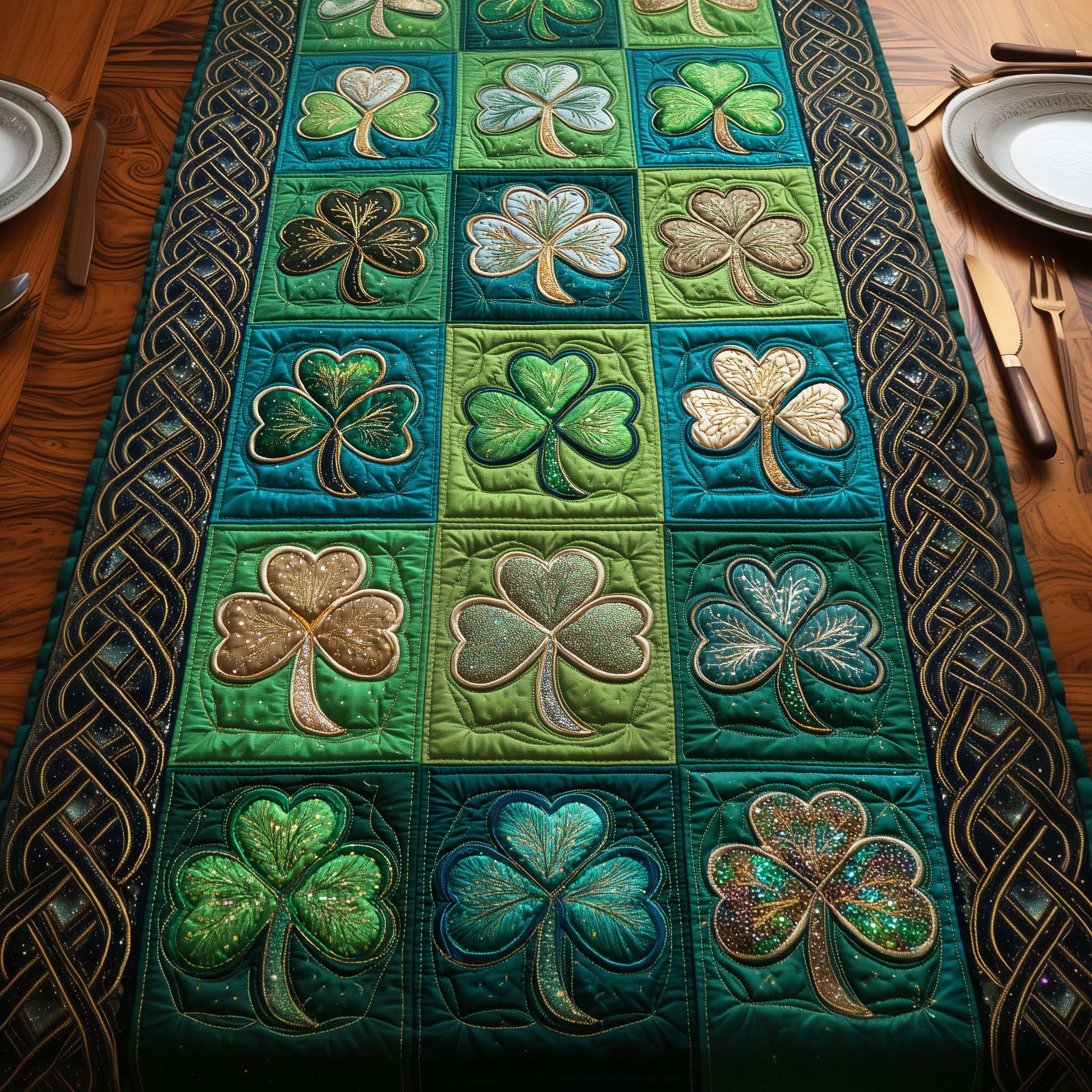 Shamrock Quilted Table Runner, Easter Table Runner, Spring Table Runner, Mother's Day Gifts
