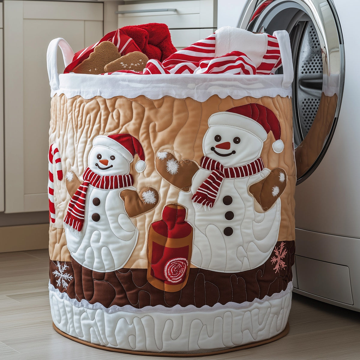 Christmas Snowman Cocoa Cookies laundry basket