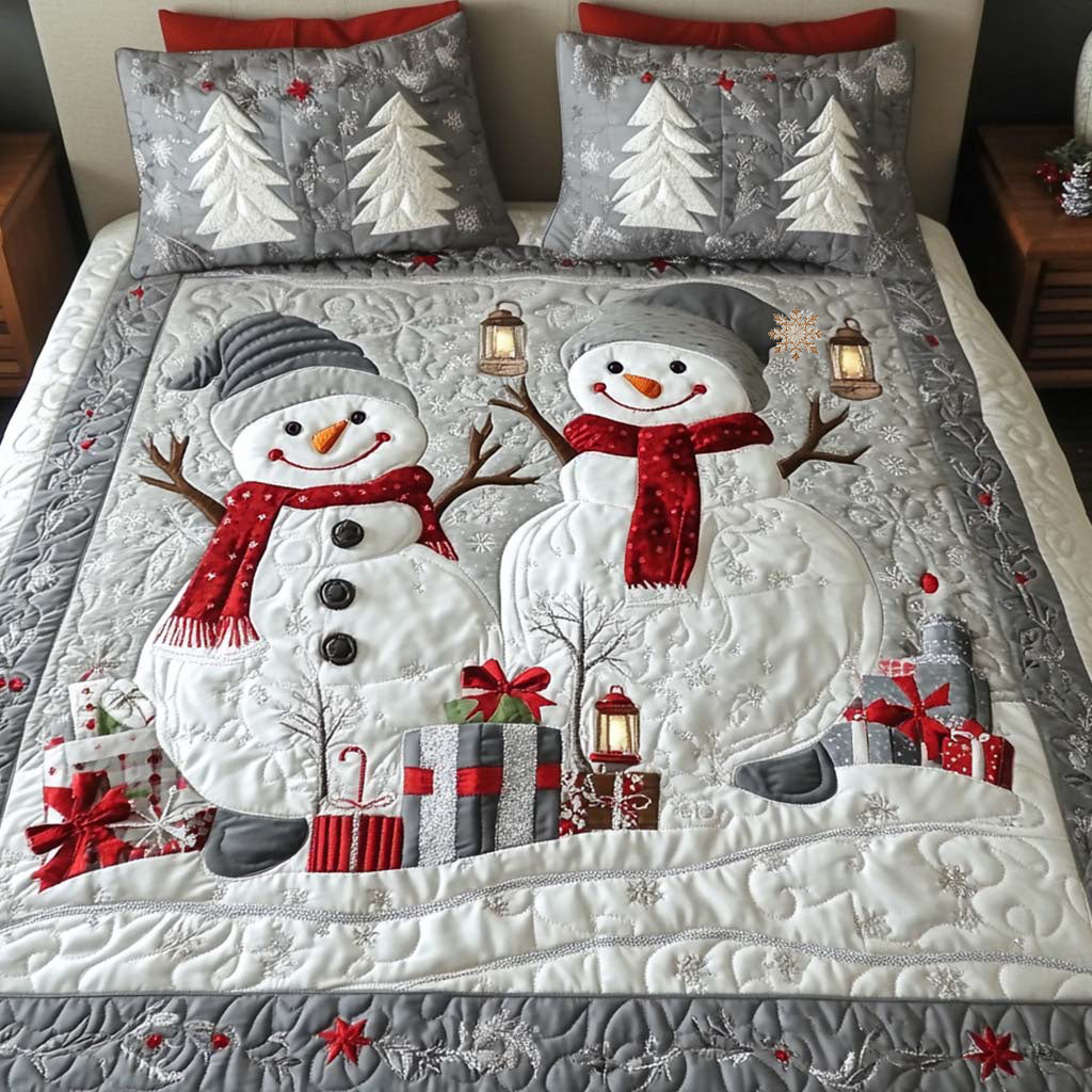 Gifted Snow 3-Piece Quilted Bedding Set Lightweight Quilt Set Mothers Day Gift