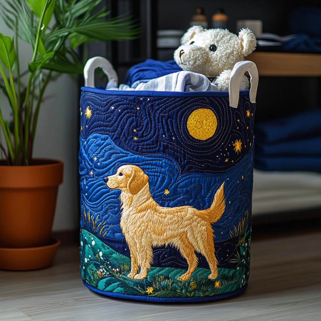Golden Dog Charm Laundry Basket Laundry Gifts, Housewarming Gift Ideas, Mother's Day Gifts