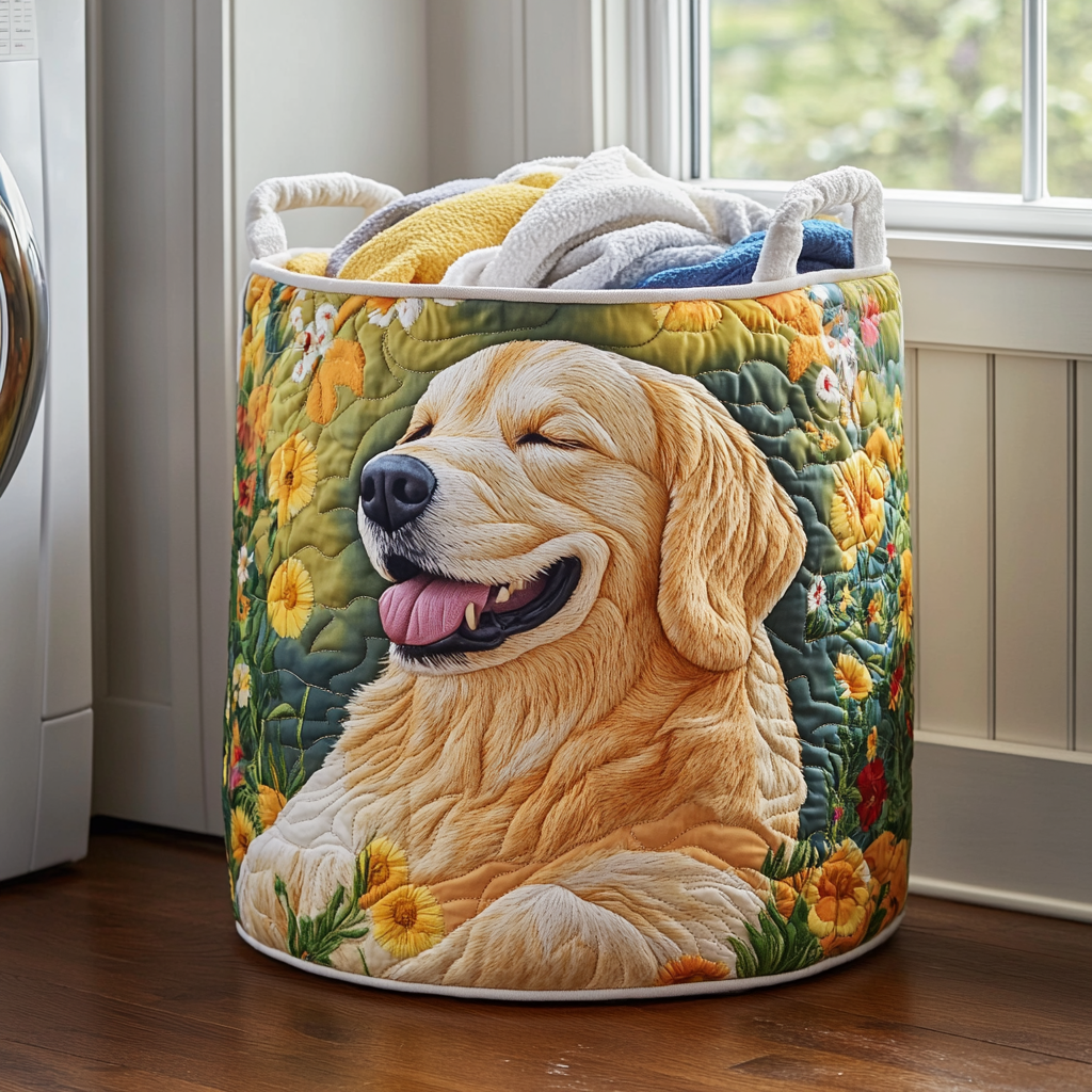 Golden Retriever Bloom Laundry Basket Laundry Gifts, Housewarming Gift Ideas, Mother's Day Gifts