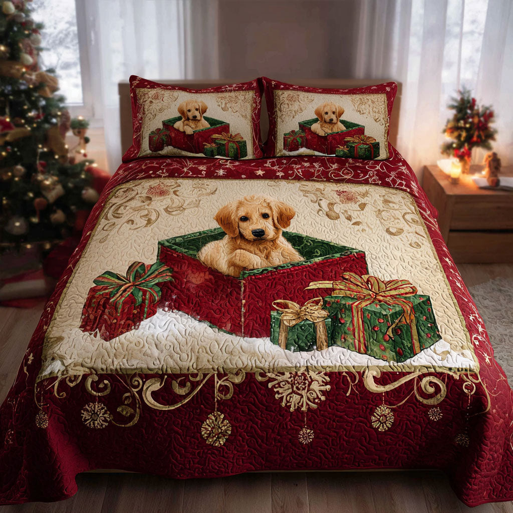 Golden Tidings 3-Piece Quilted Bedding Set Fall Quilt Sets Mothers Day Gift