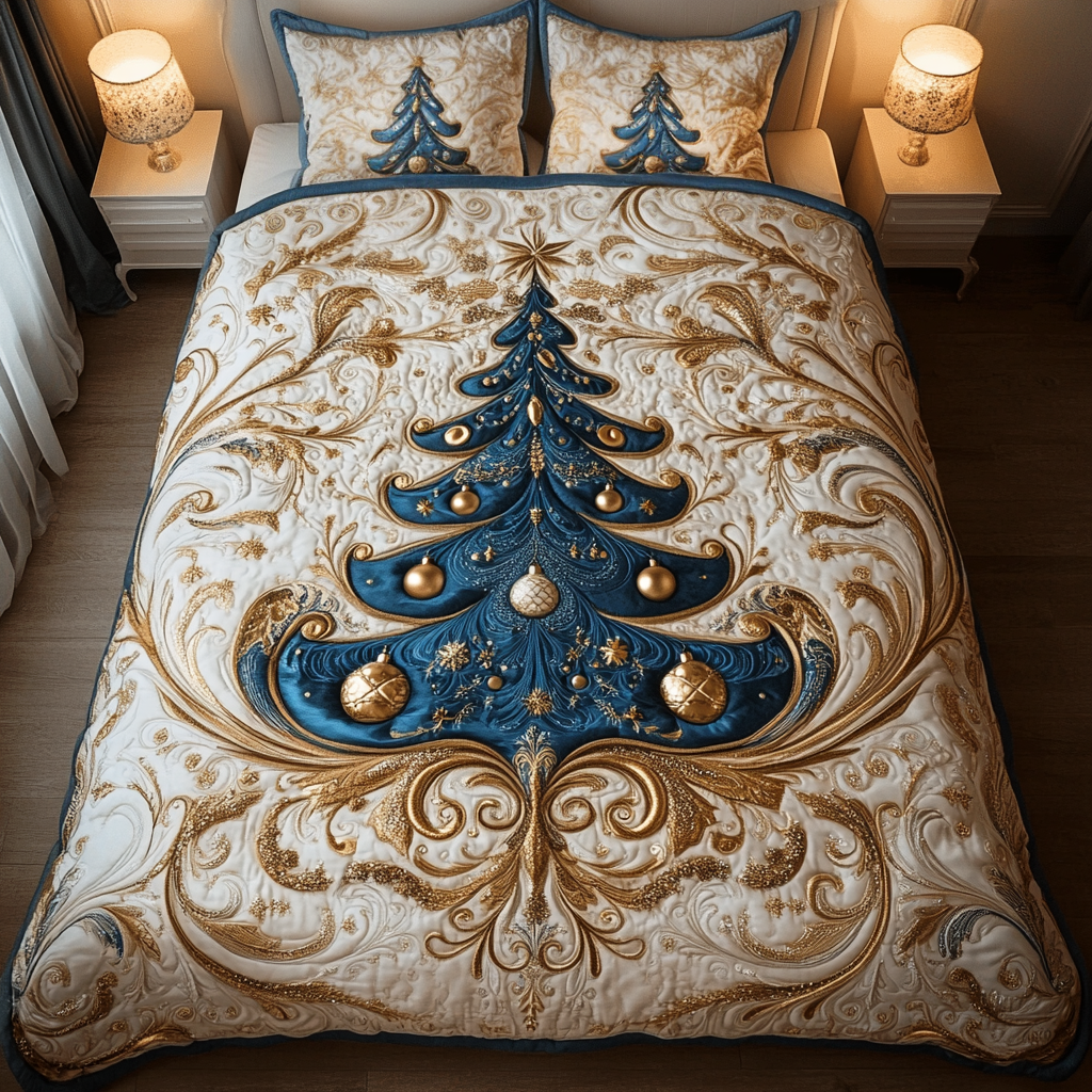 Golden Tree Magic Quilted Bedding Set Quilted Bedspread Thanksgiving Gift