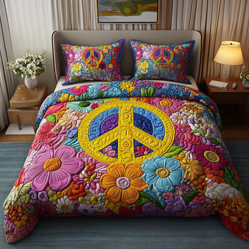Groovy Nights Quilted Bedding Set Quilted Bedspread New Home Gift