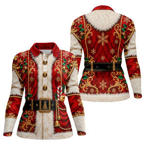 Christmas Ornate Santa Suit Golf Shirt, Womens Golf Apparel, Golf Gifts For Women