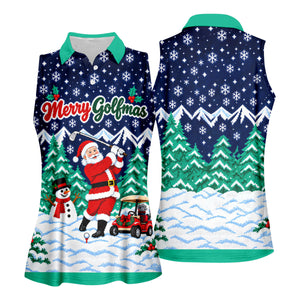 Christmas Merry Golfmas Santa Golf Shirt, Womens Golf Tops, Golf Shirts For Women