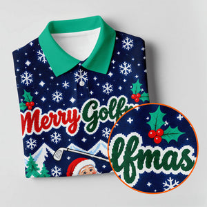 Christmas Merry Golfmas Santa Golf Shirt, Golf Shirts For Men, Mens Golf Clothing