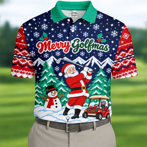 Christmas Merry Golfmas Santa Golf Shirt, Golf Shirts For Men, Mens Golf Clothing
