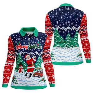 Christmas Merry Golfmas Santa Golf Shirt, Womens Golf Tops, Golf Shirts For Women