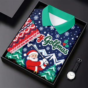 Christmas Merry Golfmas Santa Golf Shirt, Golf Shirts For Men, Mens Golf Clothing