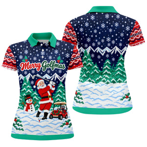 Christmas Merry Golfmas Santa Golf Shirt, Womens Golf Tops, Golf Shirts For Women
