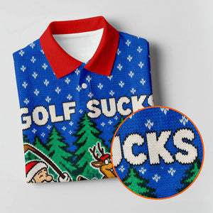 Christmas Golf Sucks Santa Golf Shirt, Mens Golf Shirts, Mens Holiday Golf Shirts