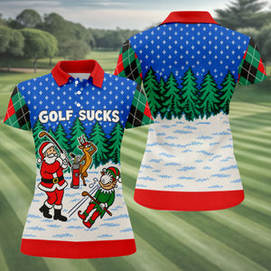 Christmas Golf Sucks Santa Golf Shirt, Womens Golf Apparel, Golf Shirts For Women