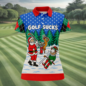 Christmas Golf Sucks Santa Golf Shirt, Womens Golf Apparel, Golf Shirts For Women