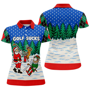Christmas Golf Sucks Santa Golf Shirt, Womens Golf Apparel, Golf Shirts For Women