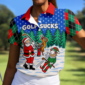Christmas Golf Sucks Santa Golf Shirt, Womens Golf Apparel, Golf Shirts For Women