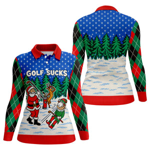 Christmas Golf Sucks Santa Golf Shirt, Womens Golf Apparel, Golf Shirts For Women