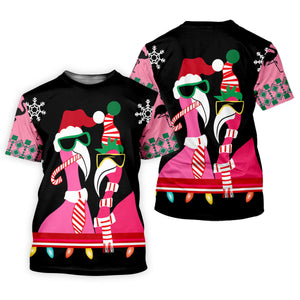 Pink flamingo Christmas pattern - Men - T-Shirt