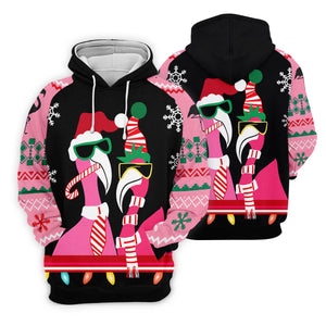 Pink flamingo Christmas pattern - Men - Hoodie