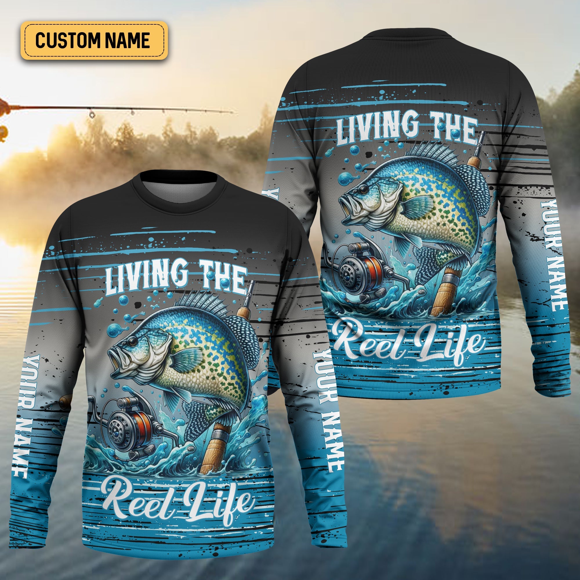 Living The Reel Life UPF Fishing Shirts, Long Sleeve Fishing Shirts, Funny Fishing Shirt, Gag Gifts For Men