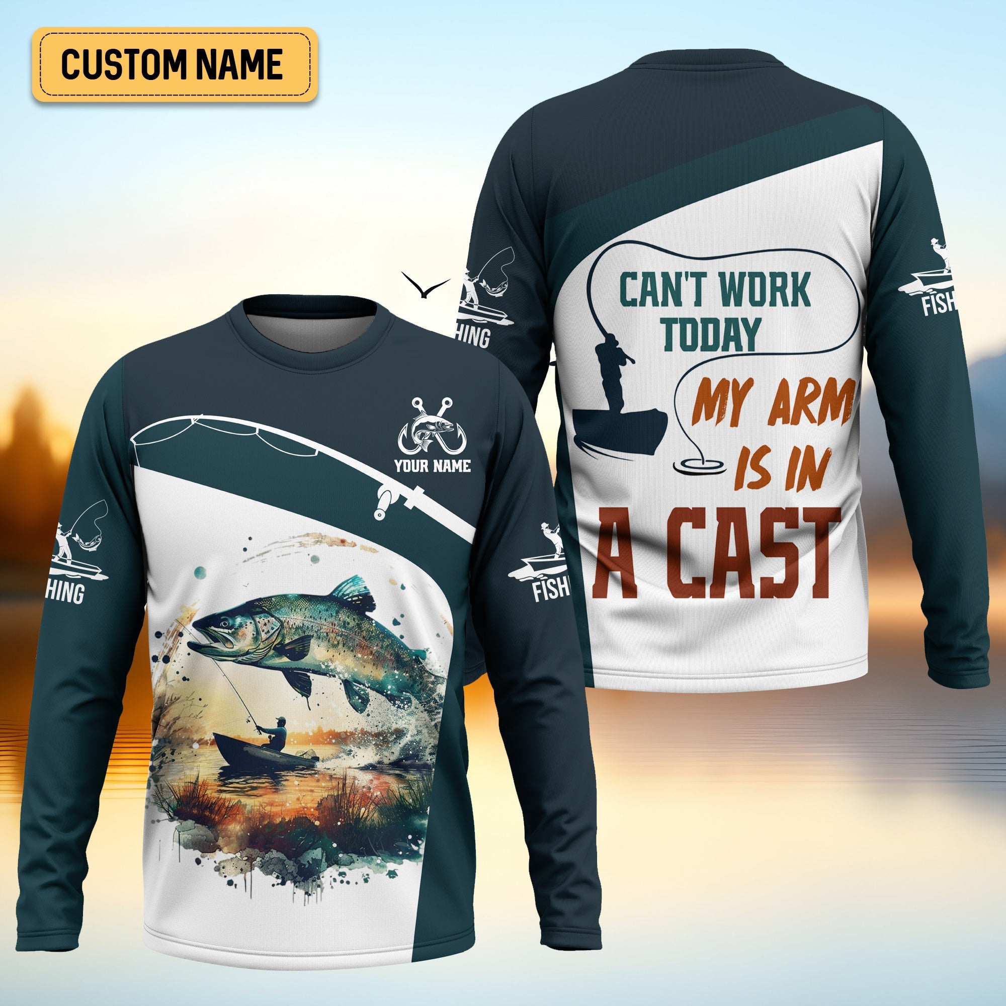 Can't Work Today My Arm Is In A Cast Long Sleeve Fishing Shirts, UPF Fishing Shirts, Long Sleeve Tops