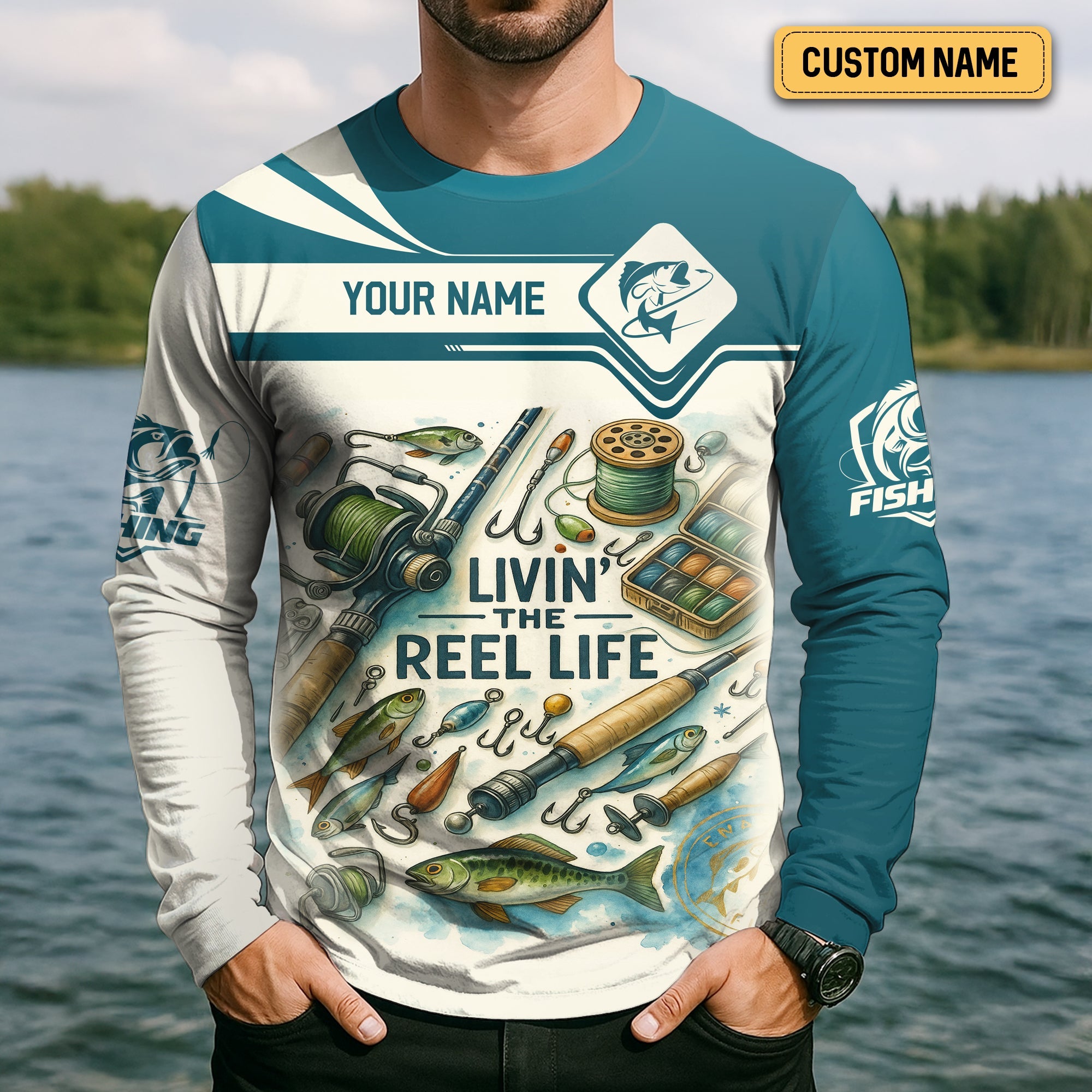 The Reel Life UPF Fishing Shirts, Funny Fishing Shirts, Breathable Long Sleeve Shirt, Mens Casual Shirts