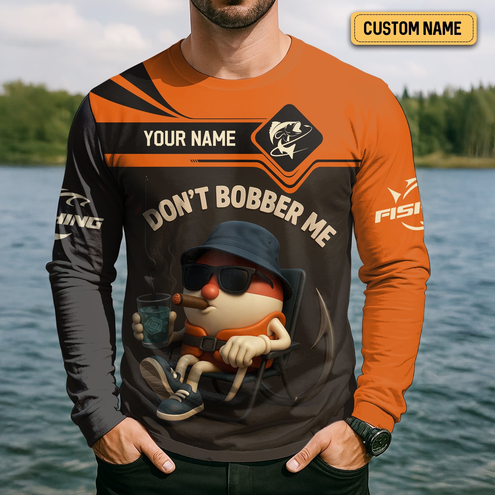 Don't Bobber Me SPF Shirts For Men, Funny Fishing T-Shirt, Hooded Sun Shirt, Men Long Sleeve Shirt,