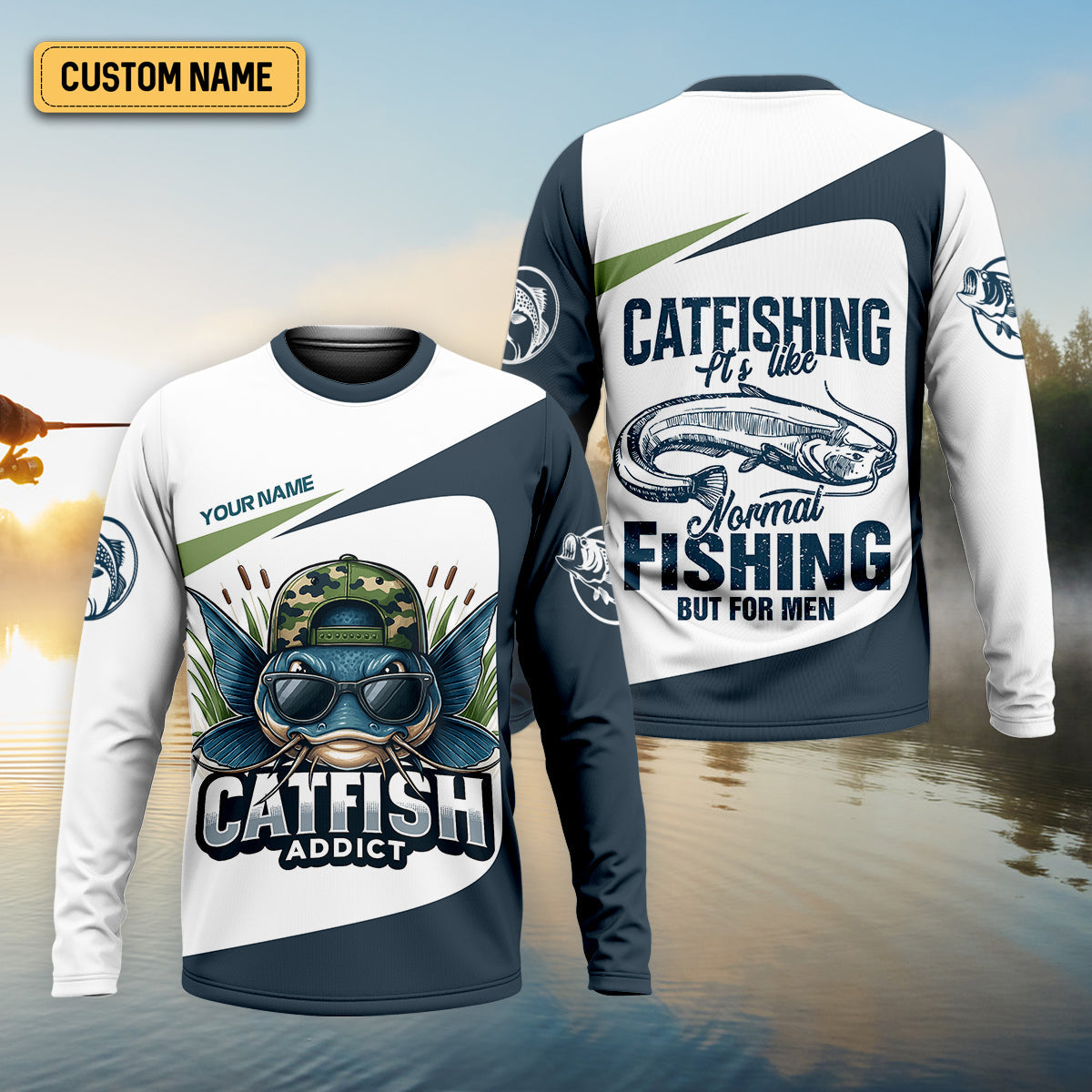 Catfishing Shirt, SPF Long Sleeve Shirts, SPF Shirts For Men, Fishing UPF Shirts, Sun Shirts For Men