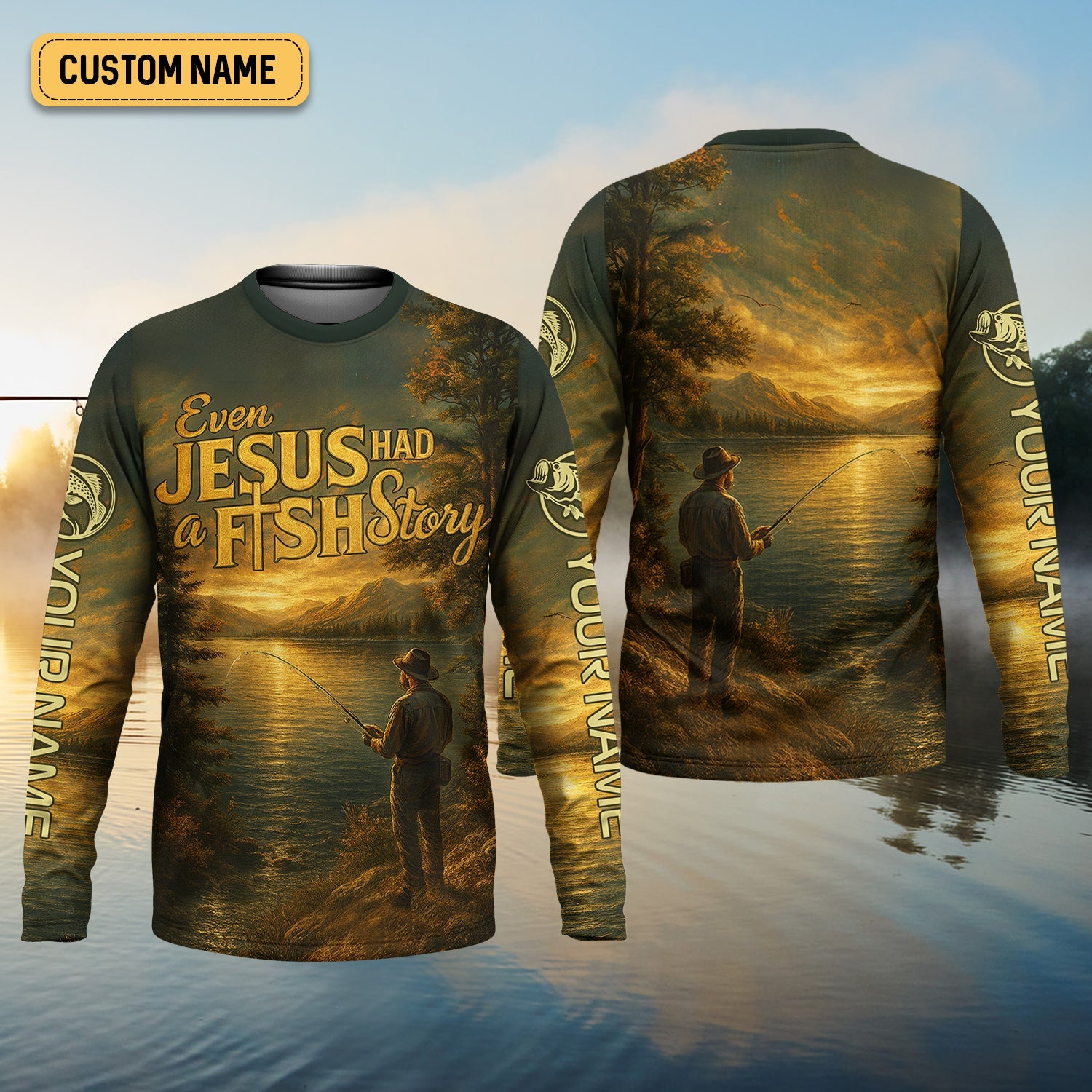 Bible Story Fish And Bread, Long Sleeve Fishing Shirts, SPF Shirts For Men, Fishing UPF Shirts, Sun Shirts For Men