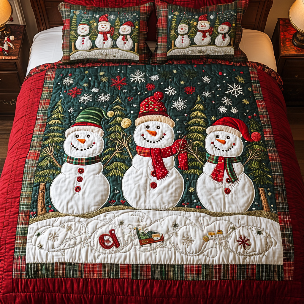 Happy Snow Days Quilted Bedding Set Quilted Bedspread Mothers Day Gift