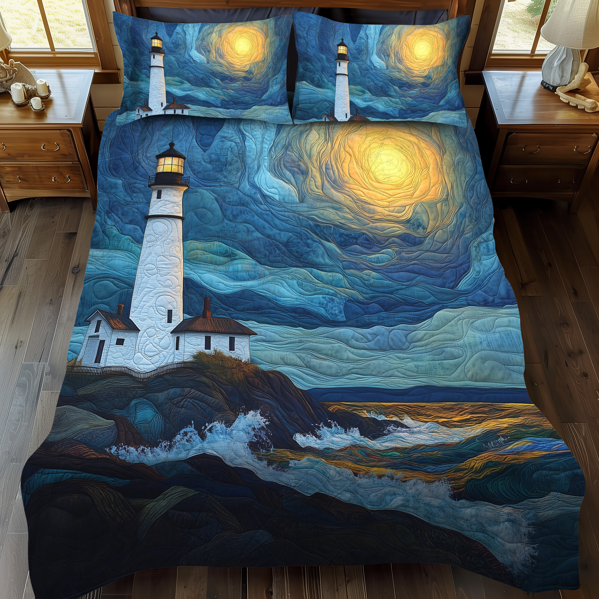 Harbor of Hope 3-Piece Quilted Bedding Set Quilted Bedspread New Home Gift