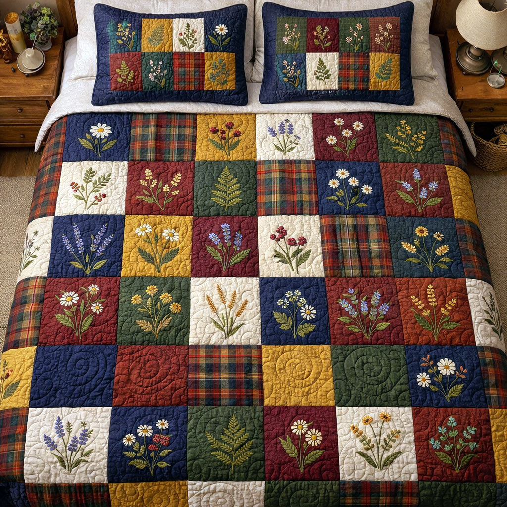 Harvest Garden Quilted Bedding Set Quilted Bedspread Nature Lover Gift Fall Decor Gift