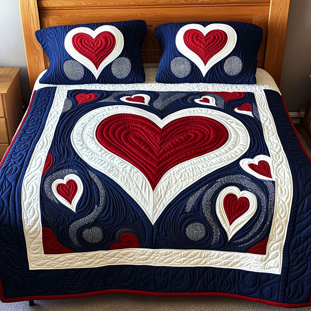 Heartfelt Harmony 3-Piece Quilted Bedding Set Fall Quilt Sets Housewarming Gift