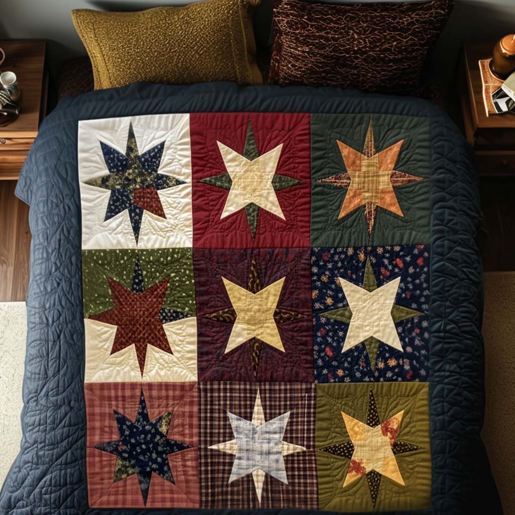 Heritage Stars 3-Piece Quilted Bedding Set Bedspread Set Thanksgiving Gift