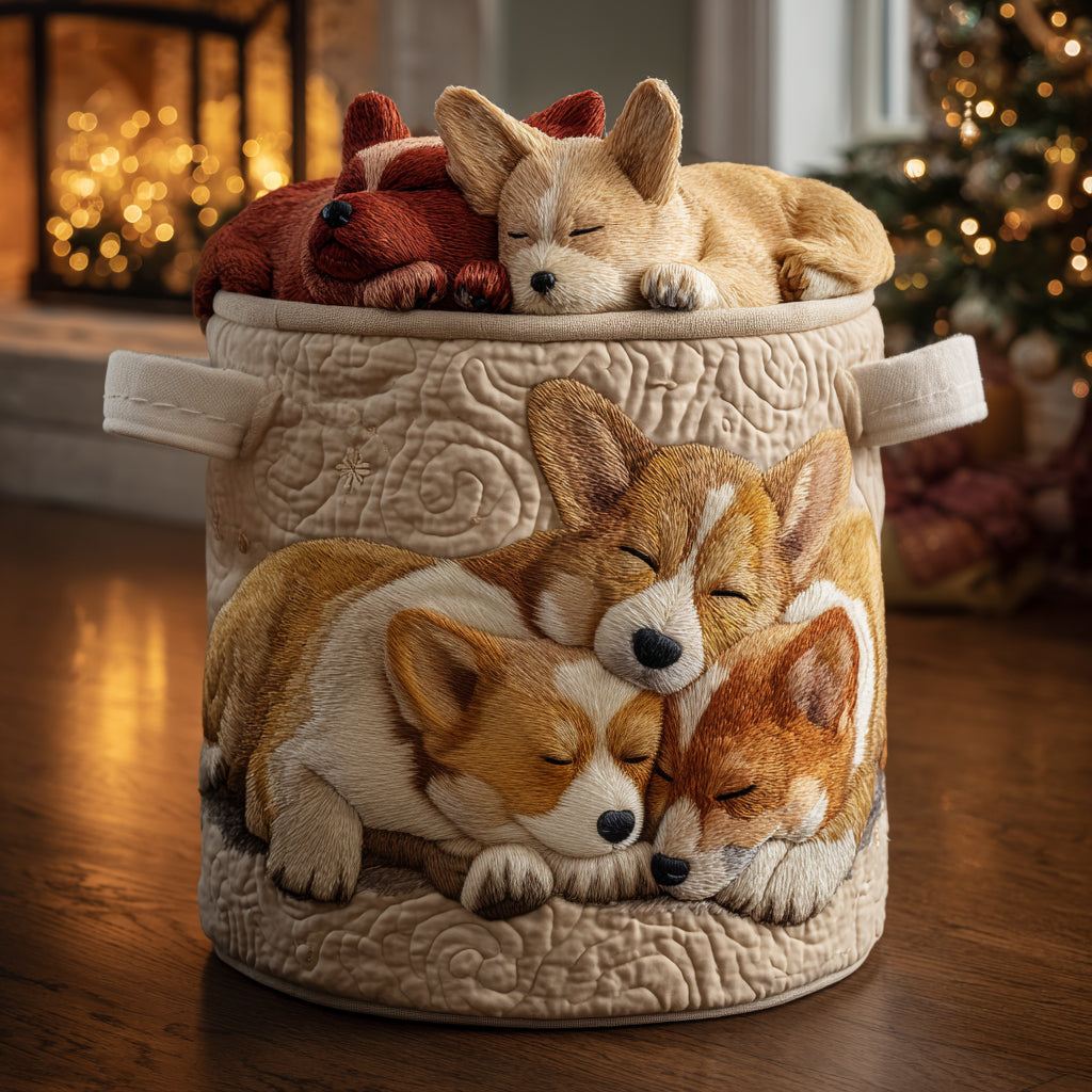 Holiday Corgi Dreams Laundry Basket Laundry Gifts, Housewarming Gift Ideas, Mother's Day Gifts