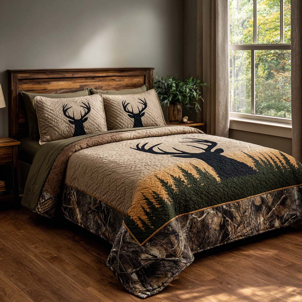 Hunter Dream Quilted Bedding Set Quilted Bedspread Thanksgiving Gift