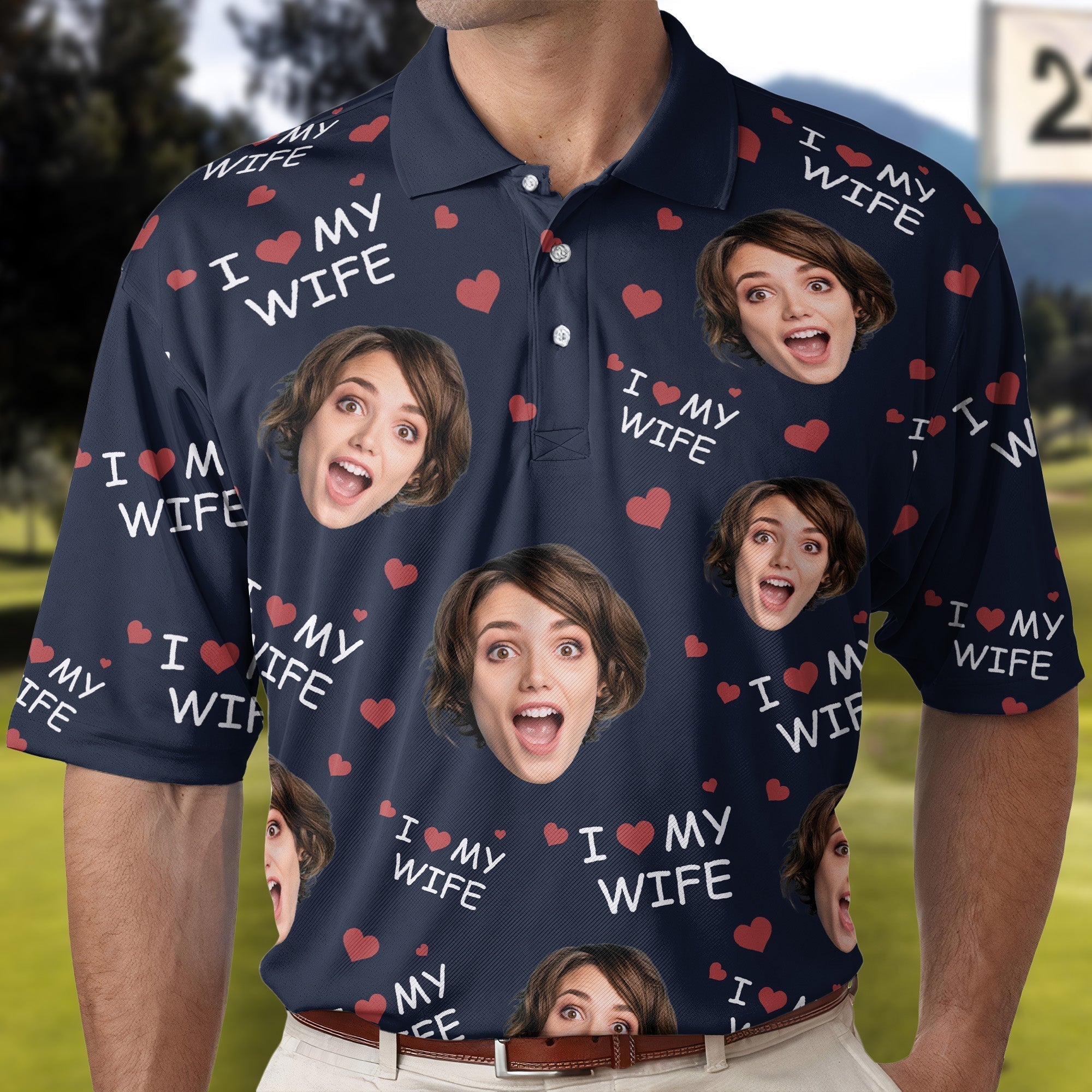 I Love My Wife Custom Face Polo Shirt, Gift For Husband, Shirts for Men, Gift for Dad