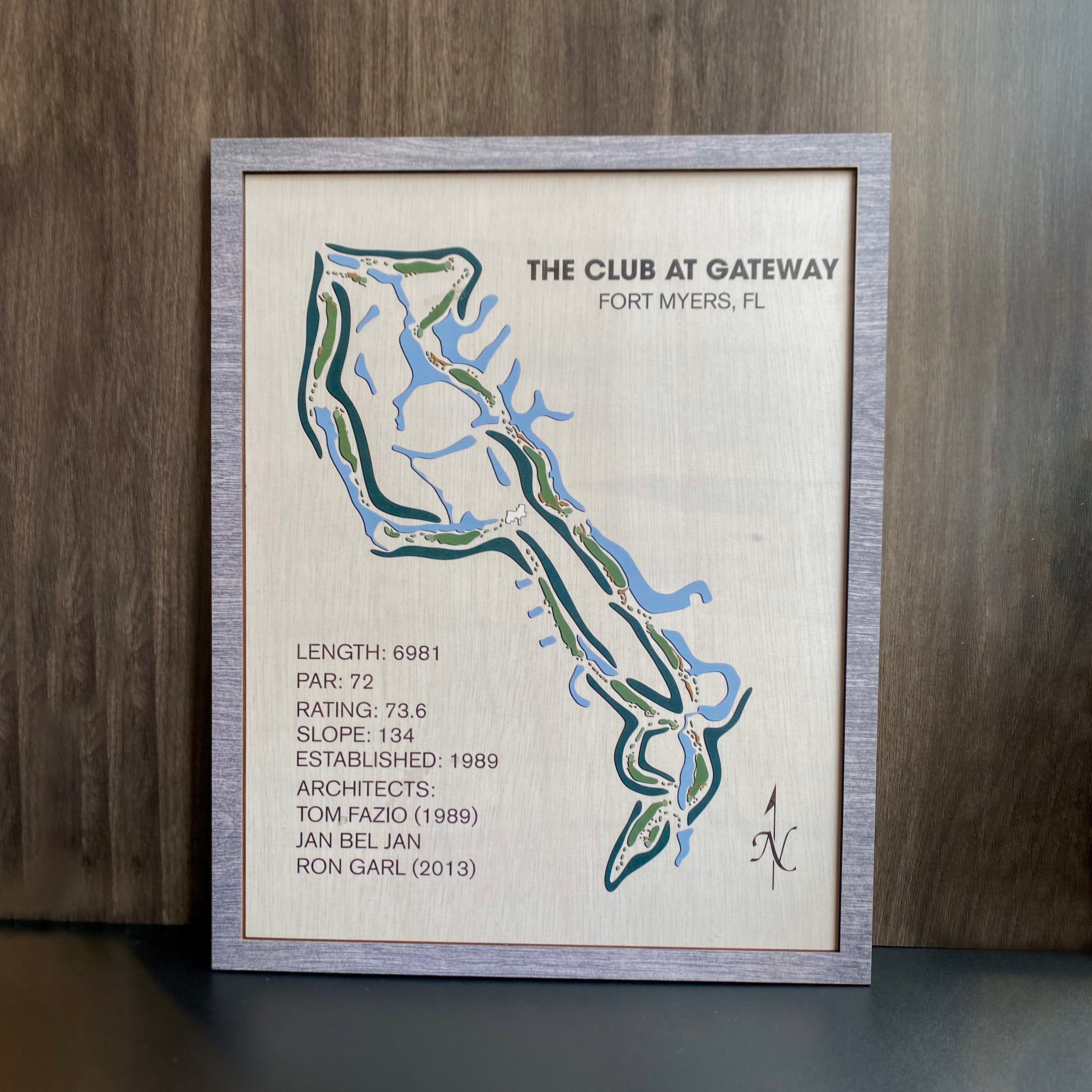 The Club At Gateway Custom Golf Course Map, Golf Art, Golf Wood Sign, Gifts For Golf Lovers