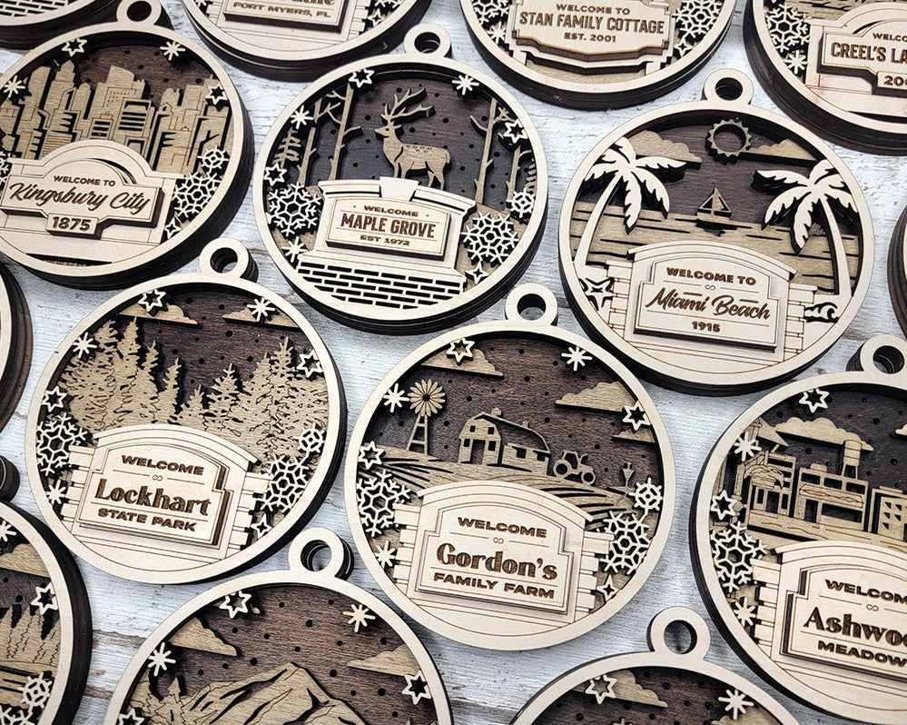 Personalized 3D Wood Christmas Ornaments, Welcome Sign Ornament, Christmas Gifts