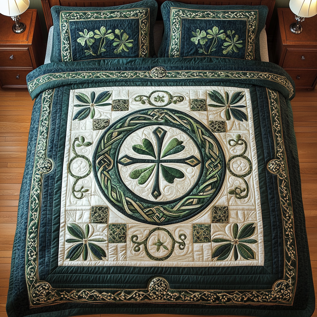 Irish Heritage 3-Piece Quilted Bedding Set Quilted Bedspread Thanksgiving Gift