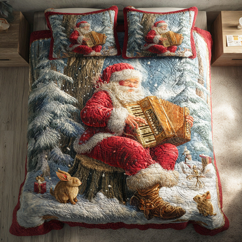 Jolly Red Santa Quilted Bedding Set Fall Quilt Sets Christmas Gift For Her