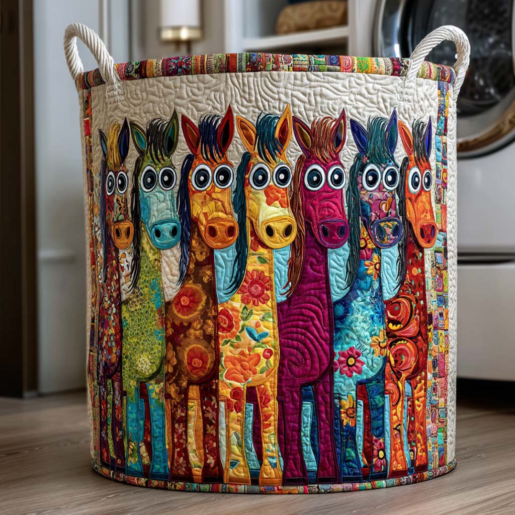 Laughing Horses Laundry Basket Laundry Gifts, Housewarming Gift Ideas, Mother's Day Gifts