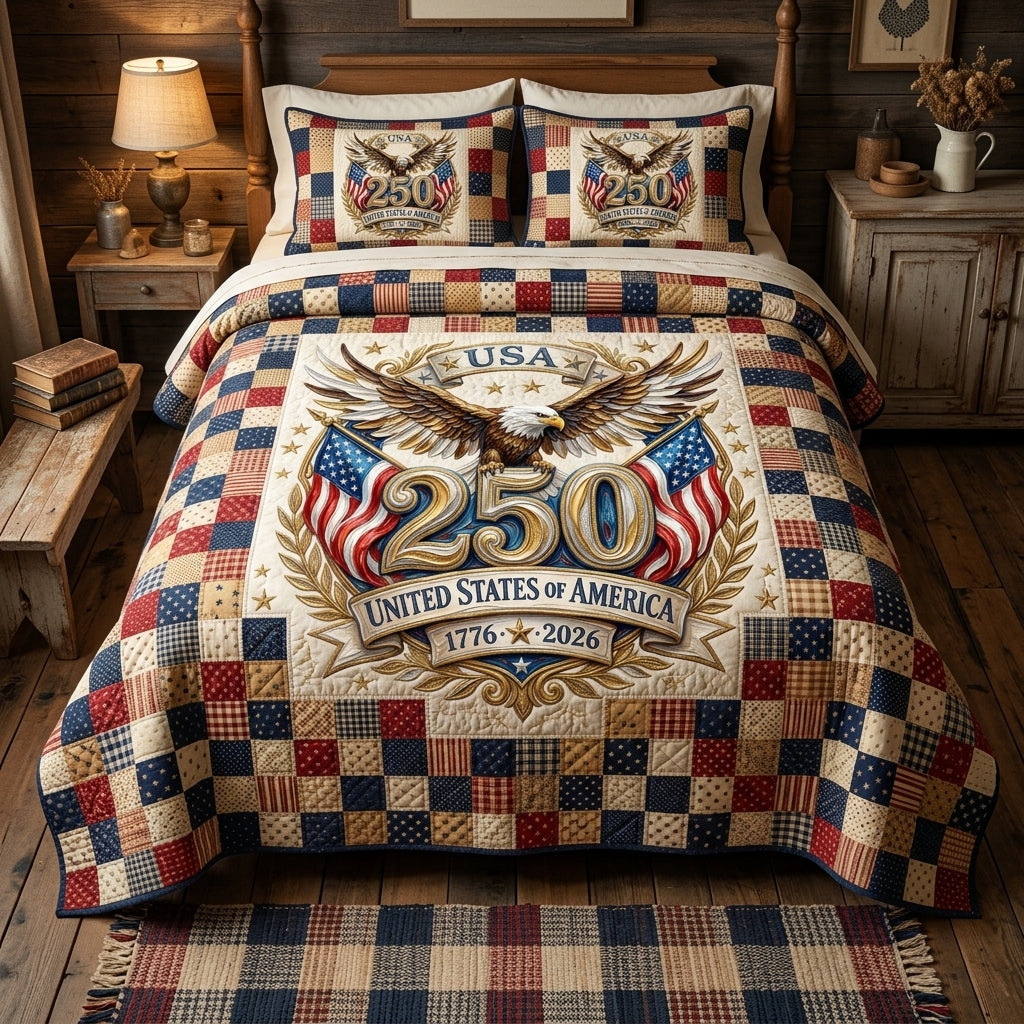 Liberty Honor 250 Quilted Bedding Set Lightweight Quilt Set 4th Of July Gift