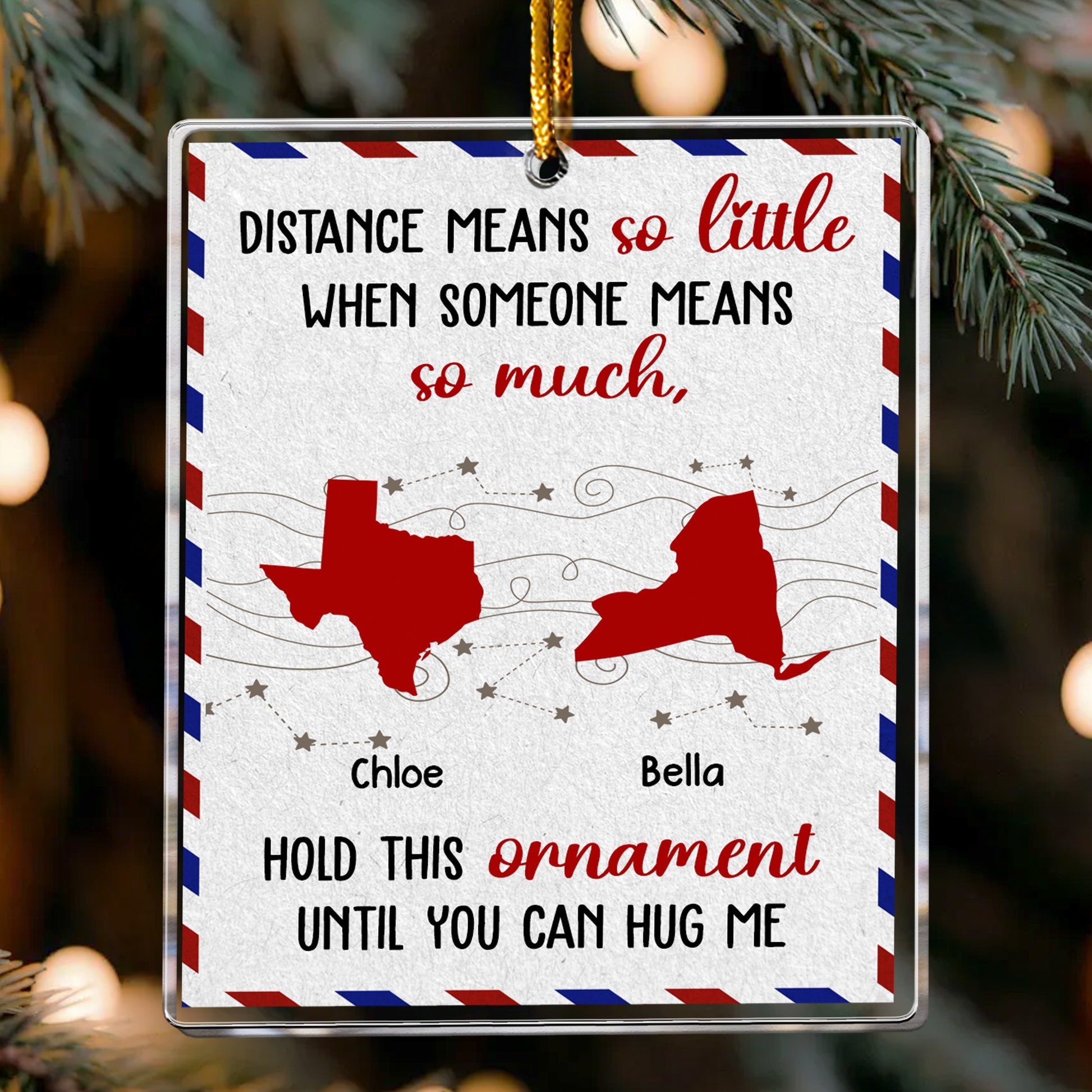 Distance Family Friends Siblings Custom Acrylic Ornaments, Meaningful Christmas Presents, Xmas Gift Ideas