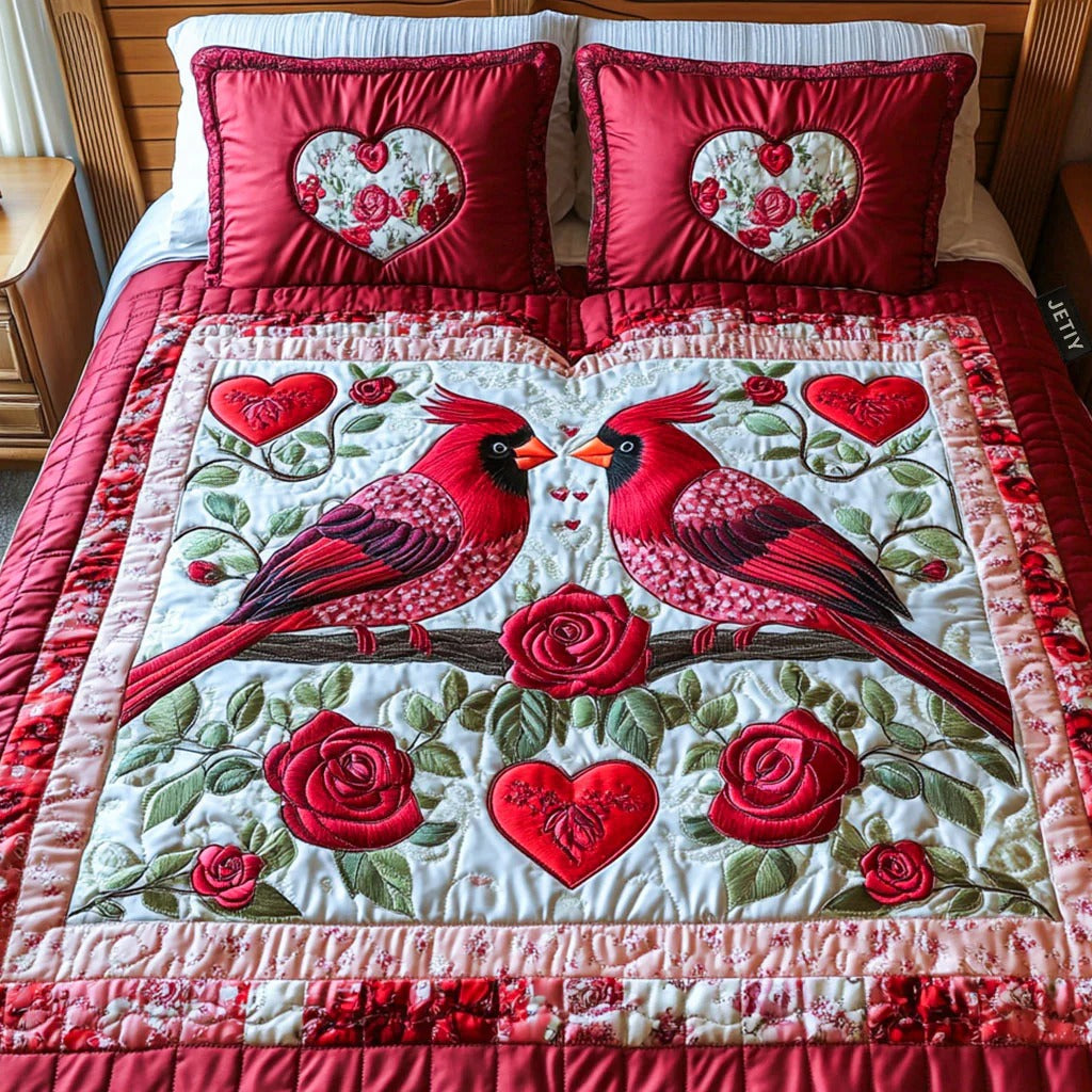 Personalized Bird Couple Quilt Bed Sets, Couple Bedding Set, Couple Valentine Gift