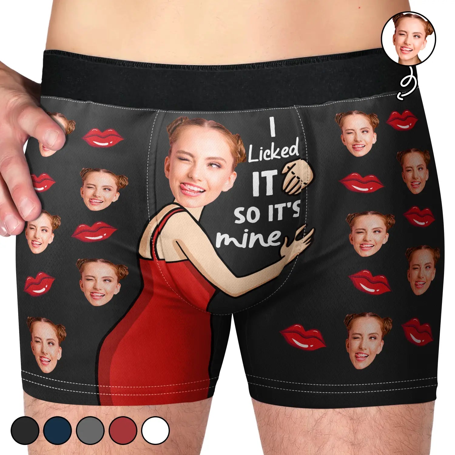 I Licked It So It's Mine Custom Photo Boxer Briefs, Funny Mens Underwear, Men's Boxers