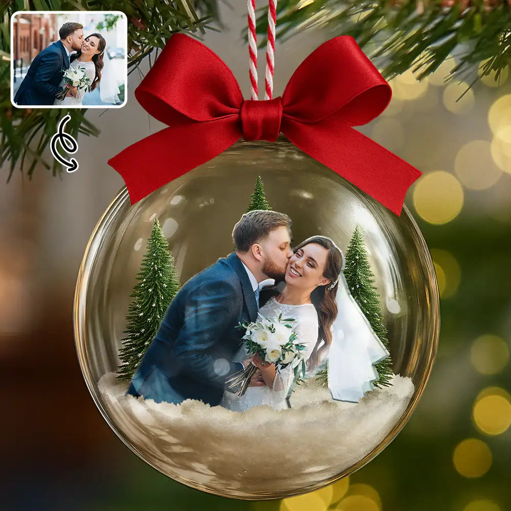 Custom Photo Couple Portrait Acrylic Christmas Balls, Custom Photo Ball Ornament, Couples Christmas Ornament